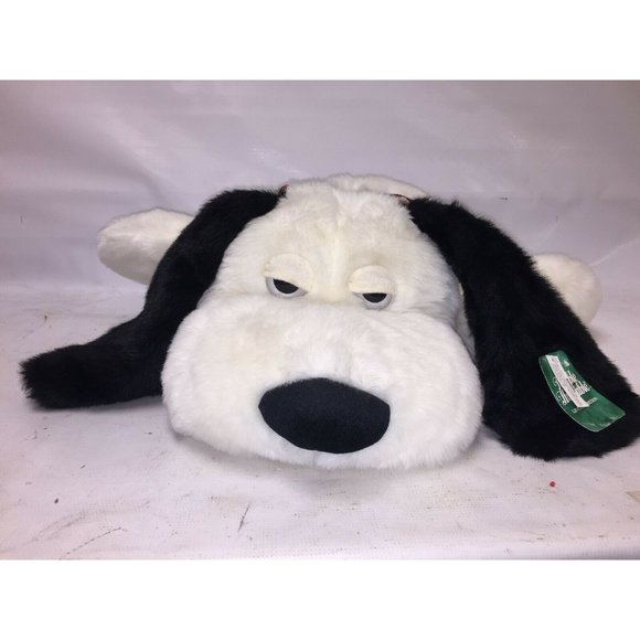 Lovable Huggable Lying DOG PLUSH 28" very soft black/white Pup - Picture 1 of 11